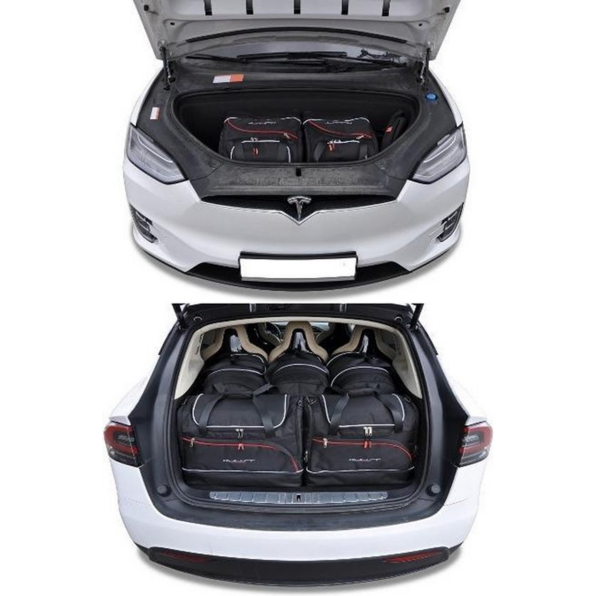 Tesla Model X 2016+ Trunk Frunk Reisetaschen-Set 7-teilig Organizer  Autoreisetaschen Zugeschnitten –